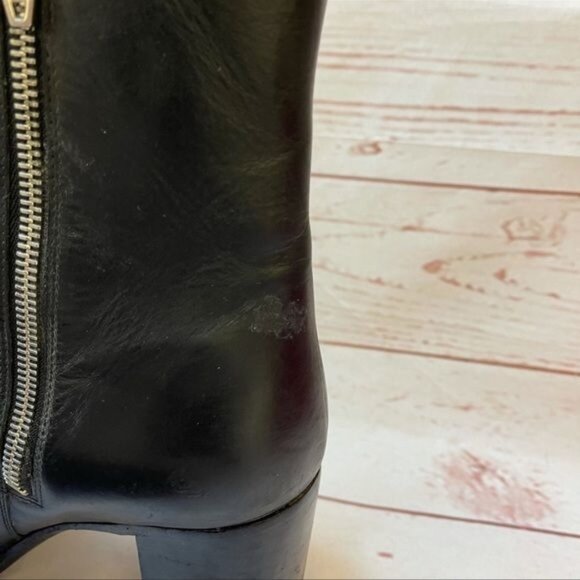Alexander Wang Black Leather Block Heel Ankle Bootie Sz 39 US 9 - Picture 7 of 9